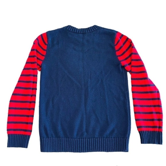 Lands’ End Deer Sweater Size Medium (10-12) Navy Blue/Red - Picture 2 of 6
